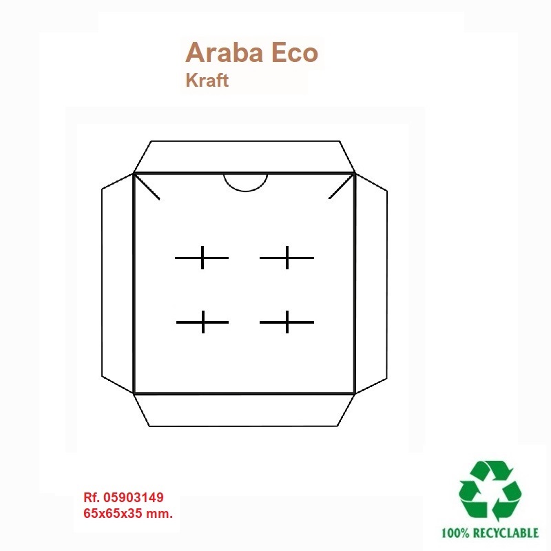 Caja ECO ARABA Kraft pendientes/cadena.colg. 65x65x35 mm.